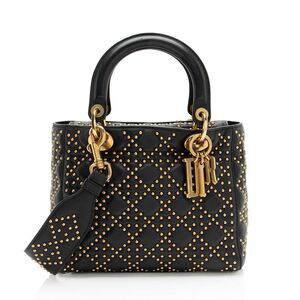 Dior Supple Lambskin Studded Lady Dior Medium Tote